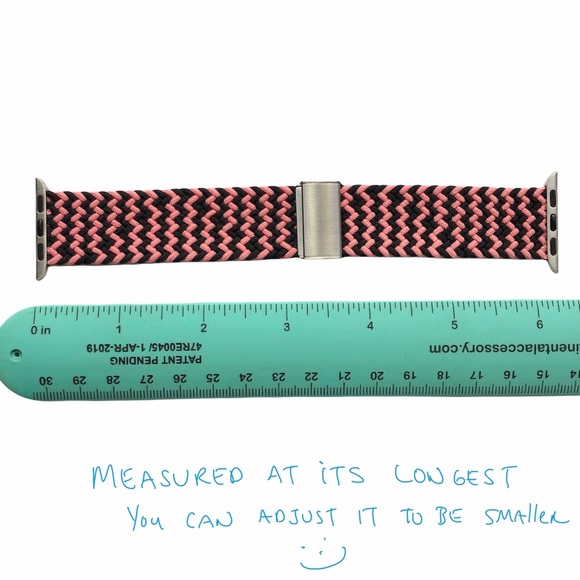 Elastic Adjustable Band Apple Watch 38/40/41mm Pink Black Chevron Stretchy - Picture 4 of 9